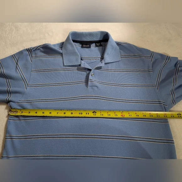 Izod Light Blue Polo with White Stripes - Picture 3 of 6